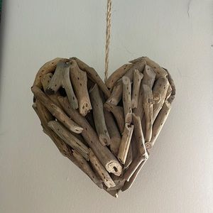 Boho wooden heart hanging decor